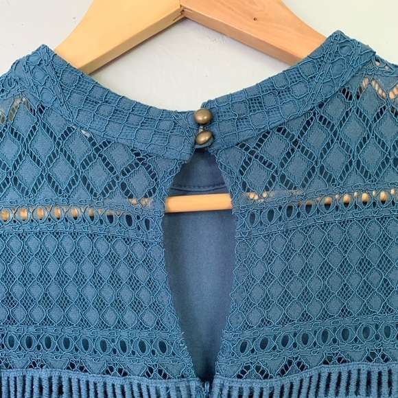 Francesca’s Blue Lace Mini/Midi Length Dress - Picture 8 of 8